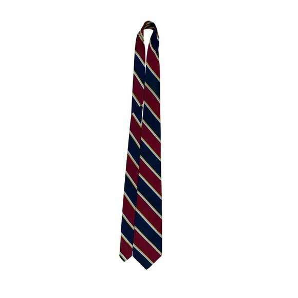 Vintage Brooks Brothers Red & Navy Silk Striped Tie 58" Classic Formal Accessory - Picture 4 of 7